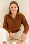 New Season Women's Half Zip Rib Knitwear Sweater