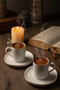 Aurelia Series 6-Piece Gold Detailed Porcelain Coffee Cup Set 100 ml - White - 8