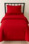 100% Cotton Red Akfil Fabric Single Duvet Cover Set