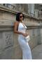 Slit Detailed Degaje Halter Neck Midi Evening Dress - 6