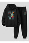 Children Hooded Set Play to Win B Printed 3 Yarn Sha Fleece-Lined Weatshirt - Tracksuit Set