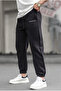 Unisex Oversized New Season Essn 404 Written Essential Sweatpants Jogger - Black Gray Elastic Leg - 2