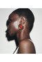 Marble Pattern Detailed Metal Part Gold Yellow Gold Color Brand Model Large Size Red Flower Earrings - 3