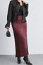 Leopard Pattern Satin Fabric Long Skirt - Burgundy (Suitable for Hijab) - 2