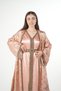 Moroccan embroidered satin kaftan dress with a waist belt - 4
