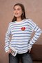 Oversized Striped Teddy Bear Detailed Crew Neck Sweater Aw25Kz0070 - 5