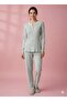 Lace Collar Detailed Cotton Combed Fabric Pajama Set