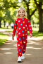 Girls' Cotton Polyester Knitted Heart Pattern Pajama Set Quality Stylish Comfortable Casual