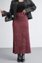 Leopard Pattern Satin Fabric Long Skirt - Burgundy (Suitable for Hijab)