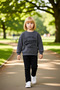 Girls' Slogan Printed Crew Neck Fleece Sweatshirt and Leggings Set Quality Stylish Comfortable