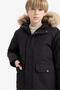 Boys Parka Coat Removable Faux Fur Collar Hooded Plush Lining (25 Wn) - 5