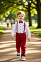Boys' Stylish Polka Dot Shirt Pants and Bow Tie Suspender Set Quality Stylish Comfortable