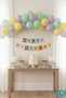 Makaron Gold Happy Birthday Written Banner in Pastel Colors Birthday Lettering Party Decoration - 5