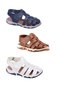 Mojo Unisex Faux Leather Orthopedic Sole Sandals Navy Blue - 3