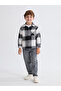 Anthracite Plaid Patterned Boy's Shirt Jacket - 2