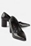 Prestige - Black Crocodile Pattern Block Heeled Shoes - 3