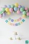 Macaron Color Happy Birthday Silver Written Banner Birthday Lettering Party Decoration