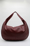 Women's Burgundy Large Size Knitted Textured Large Internal Volume Lined Hand, Arm and Shoulder Bag - 2