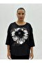 Plus Size Floral Bow Capri Sleeve Cotton Winter Women's Blouse - 2