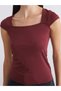 Soulife Burgundy Square Neck Blouse - 2