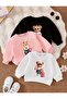 Girl's 3-Piece Cute Pink Teddy Printed Sweatshirt