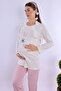 Breastfeeding-Friendly Cotton Maternity Pajama Set – Elastic Waist Effortt - Pink - 6
