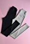 Form Class | 2-Pack Black and Cream Long, Ribbed Knit, Shaping, High-Waist Women's Leggings