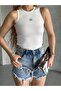 Muadil Zero Sleeve Ribbed Knit Tank Top with Embroidery Detail - 3