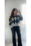 Women's Burgundy Black Baklava Pattern Sweater - 4