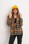 Women's Patterned Colorful Lumberjack Oversized Loose and Wide Fit Casual Double Hooded Jacket Shirt - 2