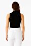 Women's Black High Neck Zero Sleeve Bodysuit - 2