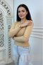 Women's Corded Fabric Knitwear Half Fisherman Sweater – Camel - 7