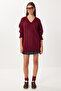 Oversized V-Neck Soft Knitwear Sweater Lci0056 Bordo