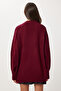 Oversized V-Neck Soft Knitwear Sweater Lci0056 Bordo - 4