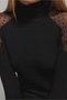 1098 Tulle Trimmed Flexible Ribbed Turtleneck Blouse - 3