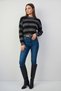 Women's Winter Knitwear Sweater Black Gray Thick Striped Crop