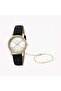 Women's Black Leather Watch, Silver Dial | Es1l197m0015