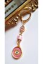 Gift 5-Piece Zircon Stone Evil Eye Beaded Pink Stylish Keychain 10.5 cm - 7