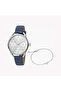 Women's Blue Leather Watch, Silver Dial | Es1l170m0015