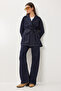 Belted Denim Jacket Pants Set Lri0013 Dark Blue - 2