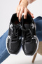 Black Mesh Women's Sports Shoes – Stylish and Comfortable Sneaker Model with White Detailing - 7