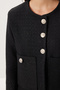 Shoulder Pad Button Tweed Jacket Loh0016 Black - 4