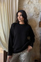 Black- Crew Neck Oversized Knitwear Sweater - 3