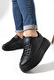 Women's Black Thick Sole Sports Shoes |   Stylish and Comfortable Sneaker Model Suitable for Daily Use - 2