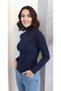 Dark Blue Half Fisherman Ribbed Non-Wrinkle Fabric Women's Body (Slim Fit) - 2