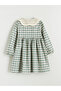 Lcw Kids Green Peter Pan collar Plaid Pattern Flannel Girls' Dress - 3