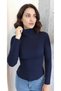 Dark Blue Half Fisherman Ribbed Non-Wrinkle Fabric Women's Body (Slim Fit)