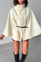 Women's Ecru Gold Button and Belt Detailed Cashmere Poncho Jacket