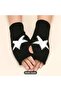 Black Color,Star Knit Half Finger Wool Gloves (Pair) - 6