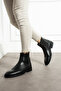 Men's Genuine Leather Rubber Non-Slip Sole Waterproof Black Chelsea Boots - 2